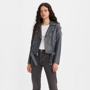 Levi Strauss & Co Belted Faux Leather Moto Jacket